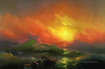 風景 Painting - イワン・アイヴァゾフスキー「第九の波」 海の風景